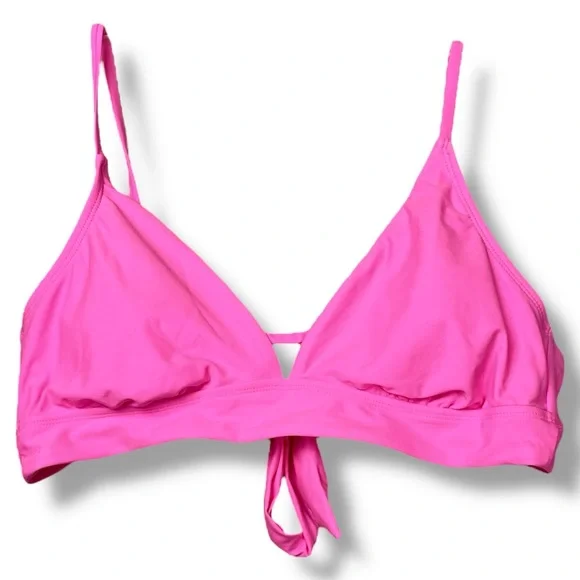 No Boundaries Neon Pink Tie Back Halter Neck Bikini Swim Suit Top Padded size XL - Picture 2 of 5